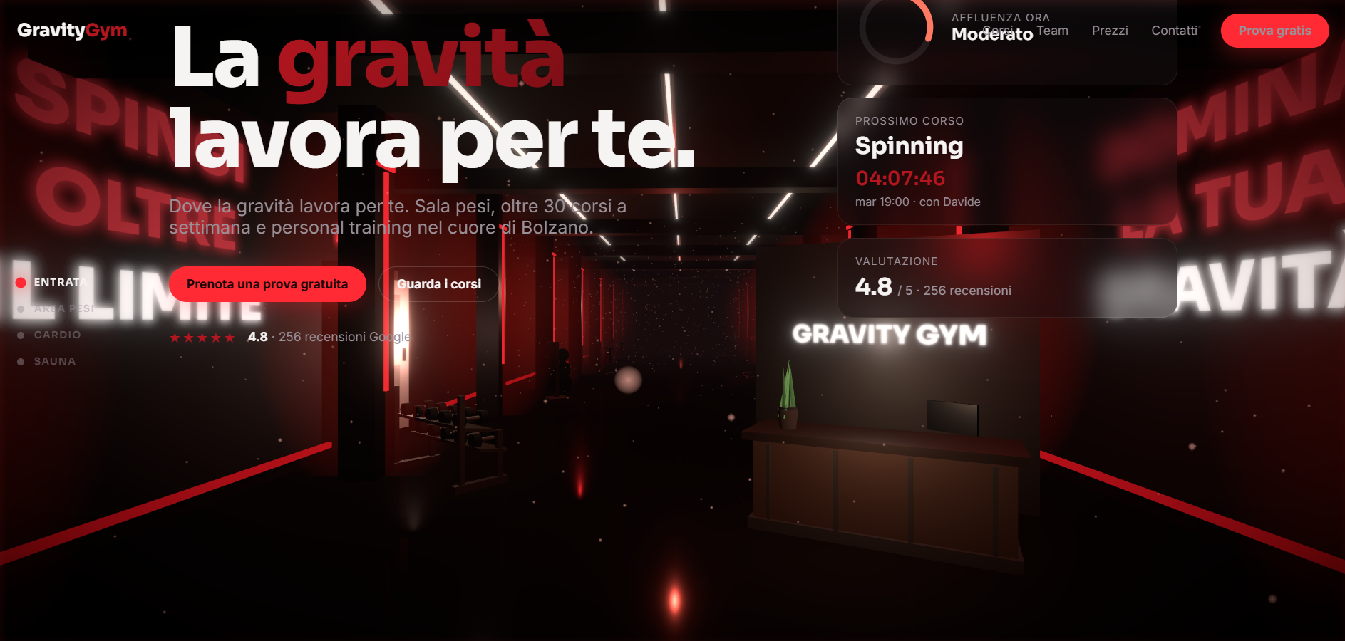 Gravity Gym — immersive 3D landing page